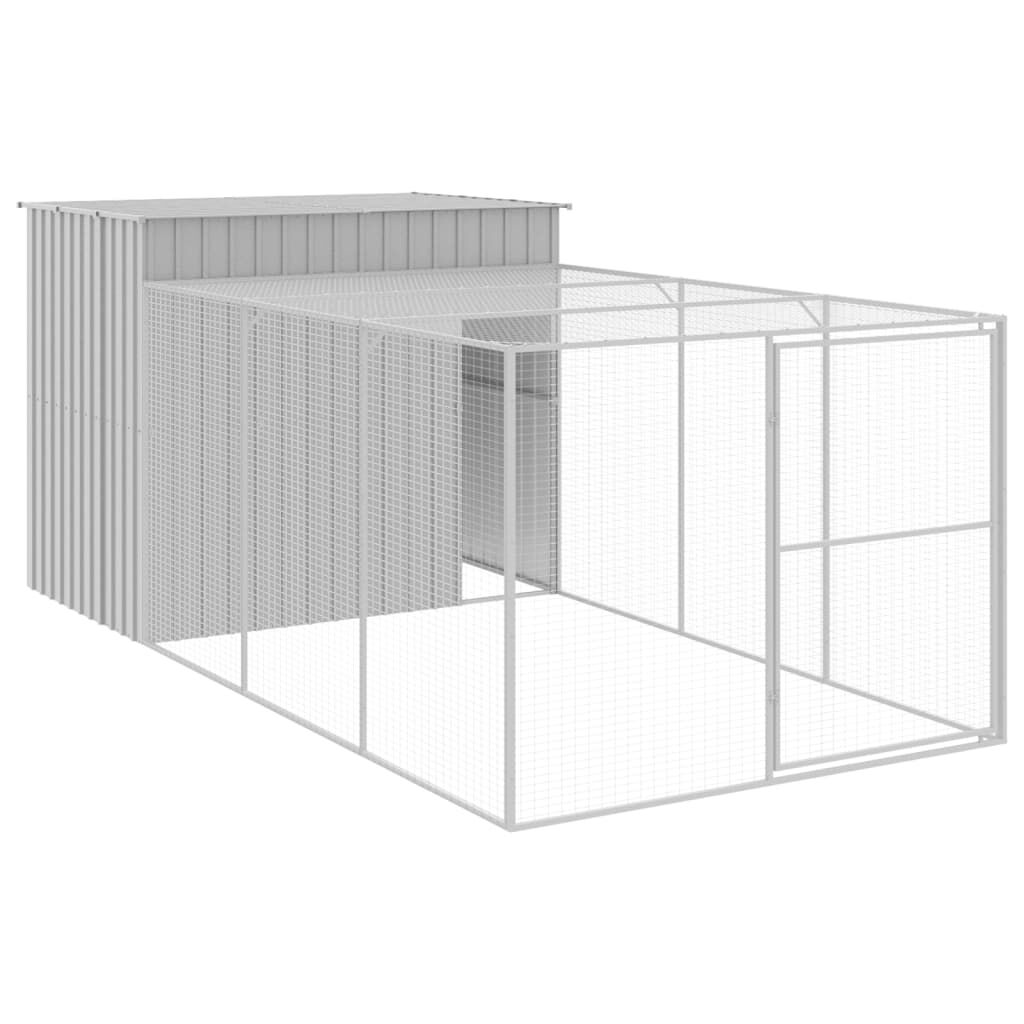 vidaXL Caseta perros corral acero galvanizado gris claro 214x865x181cm, , large Imagen numero 5