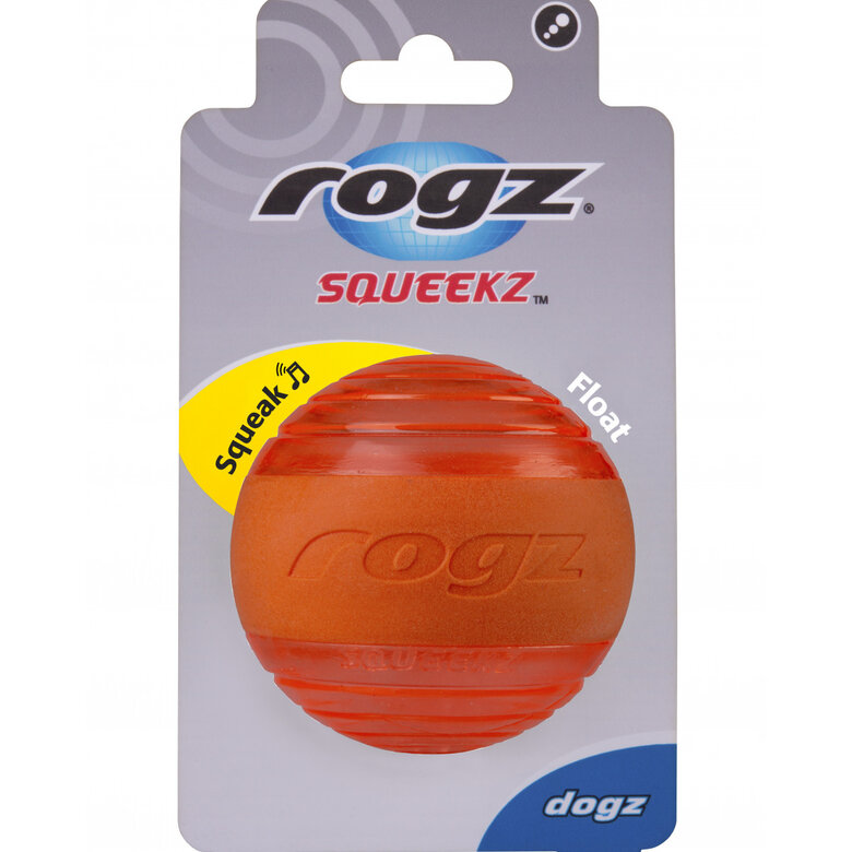 Rogz squeekz pelota de rebote naranja para perros, , large image number null