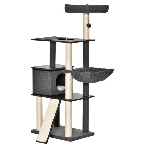 Pawhut &aacute;rbol rascador con plataformas gris para gatos, , large Imagen numero 1
