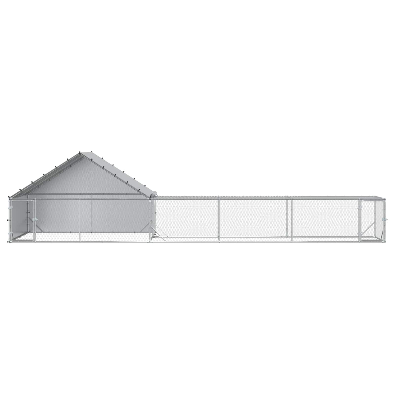 vidaXL Gallinero con techo y patio 2 uds. Plateado Acero Galvanizado de Patio, , large Imagen numero 8