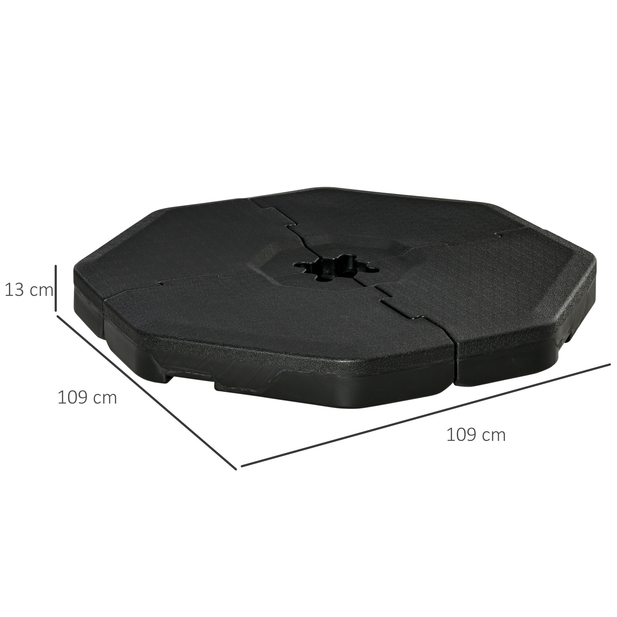 Outsunny 4 Pesos para Base de Sombrilla Rellenable de Agua 104 kg Arena 125 kg o Mixto 140 kg 4 Piezas para Base Cruzada de Parasol para Jard&iacute;n Exterior 109x109x13 cm Negro, , large Imagen numero 3