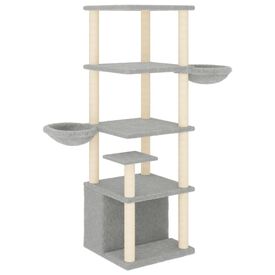 vidaXL Rascador con Postes de Sisal Gris Claro 147 cm para gatos