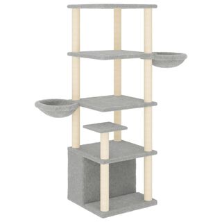 vidaXL Rascador con Postes de Sisal Gris Claro 147 cm para gatos
