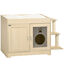 PawHut Arenero para Gatos de Madera con 2 Puertas Mueble Arenero para Gatos con Cama Cojín Suave 3 Plataformas y Postes de Sisal 107x54x70 cm Roble, , large indicador imagen numero 1