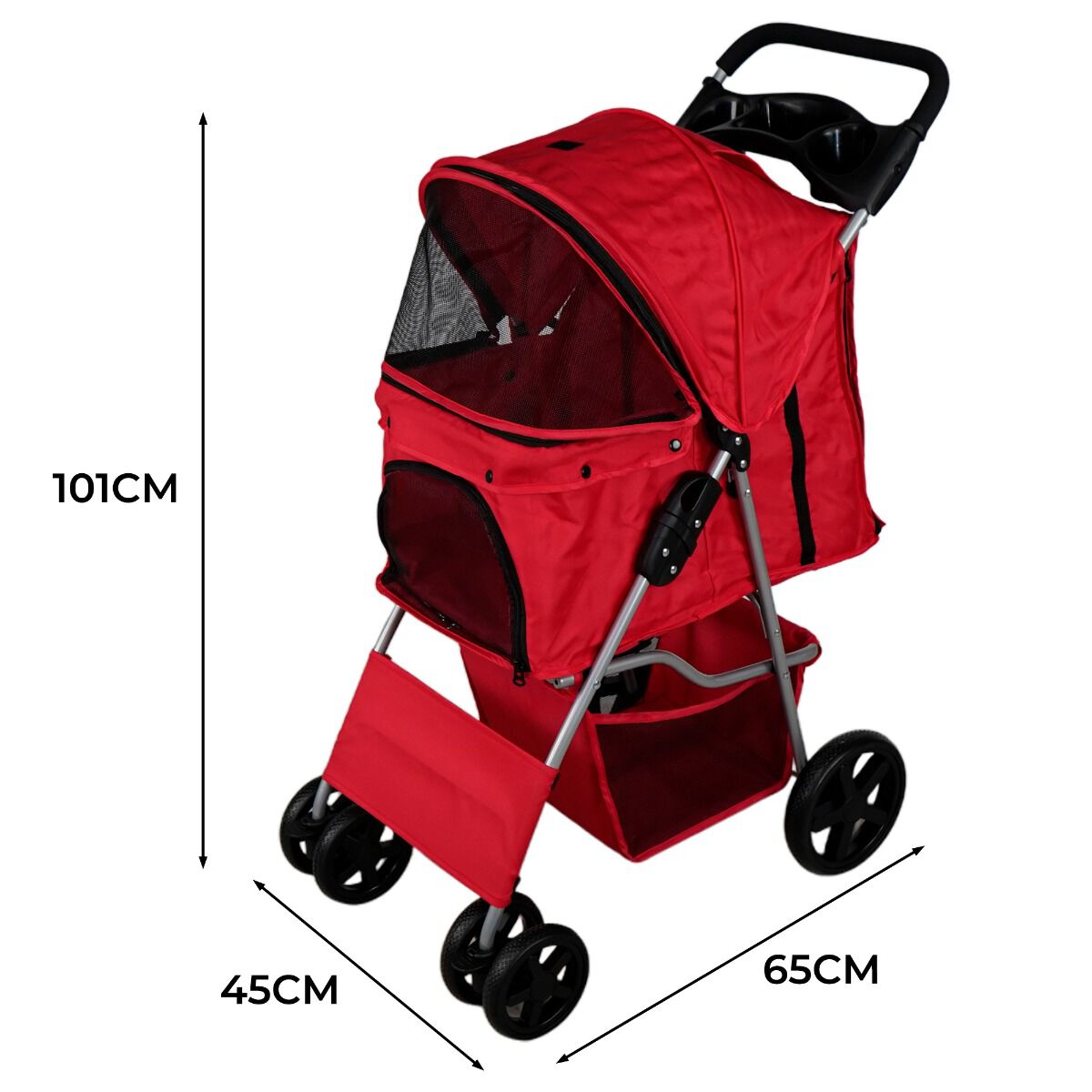 Cochecito para Mascotas con Cubierta de Lluvia - Rojo, , large Imagen numero 3