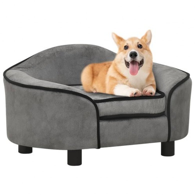 Vidaxl sofá redondo gris claro para perros, , large image number null