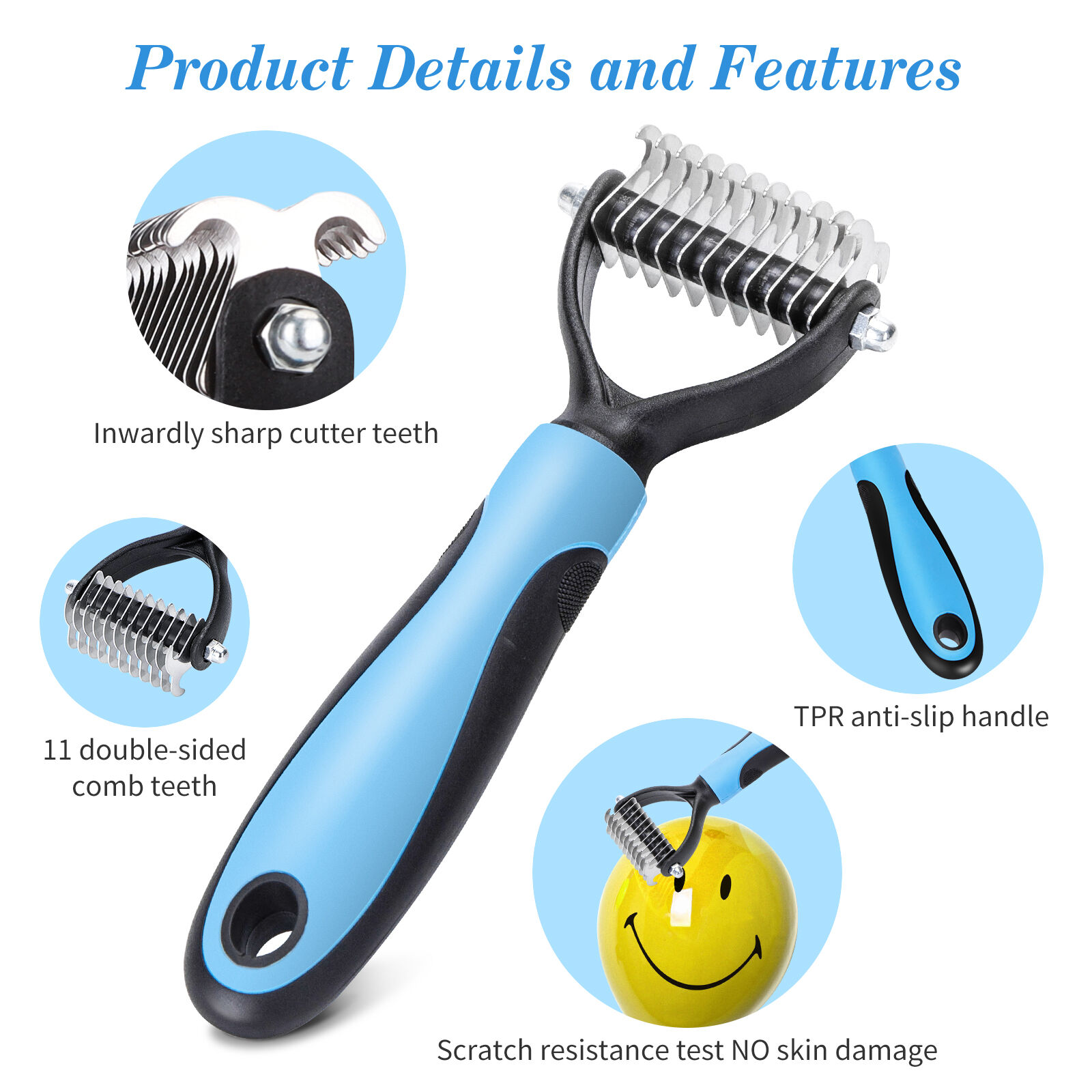 Cepillo Perro de Pelo Largo, Peine Perro Gato, Rastrillo Perro Cepillo Deslanador Perros, Peine y Elimina el subpelo y los enredos, , large Imagen numero 3