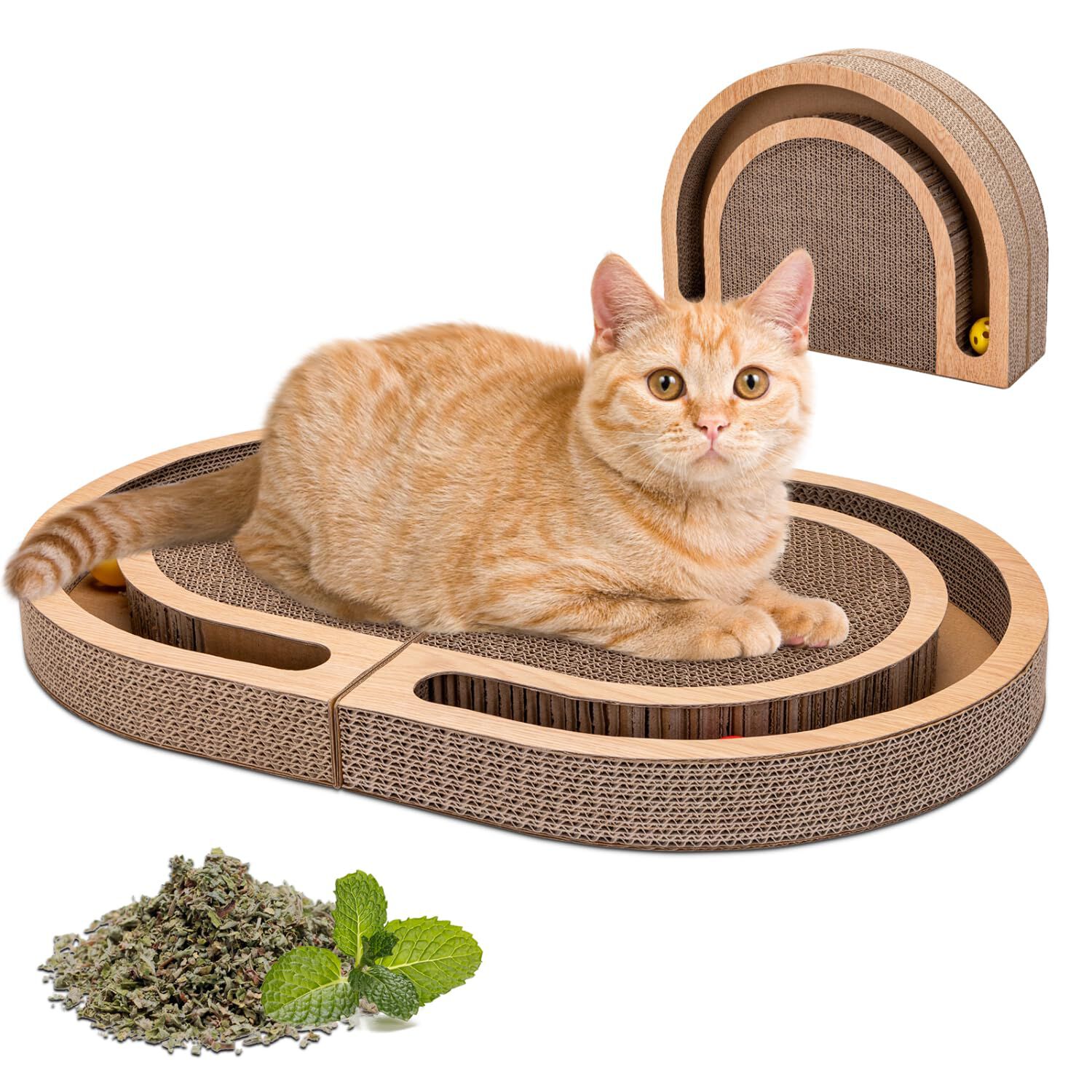 Nobleza Rascador para Gatos 2 en 1 con Juguete de Bola + Hierba Gatera - Rascador Grande 60x40x5cm para Gatos de Interior, , large Imagen numero 1