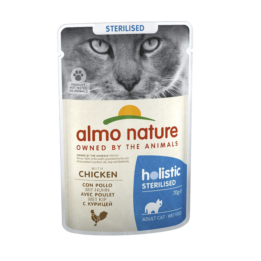 70 g Almo Nature Holistic Sterilised pollo sobre para gatos , , large Imagen numero 1