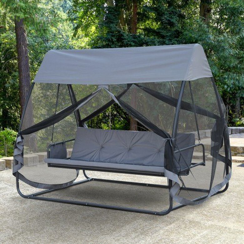 Columpio-cama de 3 plazas Outsunny color Negro, , large image number null