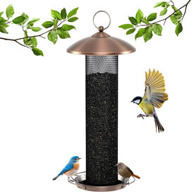 COSTWAY Comedero para P&aacute;jaros de Exterior, Comedero Colgante para P&aacute;jaros Silvestres de Malla de Metal, Alimentador de Semillas para Aves al Aire Libre, Resistente a la Intemperie, Capacidad de 1,6 kg
