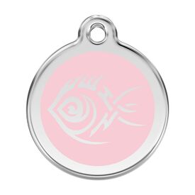 Red dingo Placa identificativa Acero Inoxidable Esmalte Tribal Pez Rosa para perros