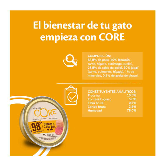 Wellness Core Single Protein Pollo y Jabalí tarrina para gatos, , large image number null