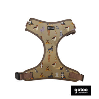Gotoo Arnés ajustable estampado marrón para perros