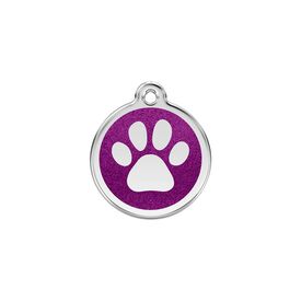 Red Dingo Placa identificativa Purpurina Huella perro Morado para perros