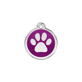 Red Dingo Placa identificativa Purpurina Huella perro Morado para perros