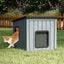 COSTWAY Casa para Gatos Exterior, Resistente a la Intemperie, 62,5x54x56,5 cm, Caseta Gato Exterior con 2 PVC Puertas de Rejilla y Techo Inclinado, Refugio para Mascotas, Cachorros, Conejos, Gris, , large indicador imagen numero 2