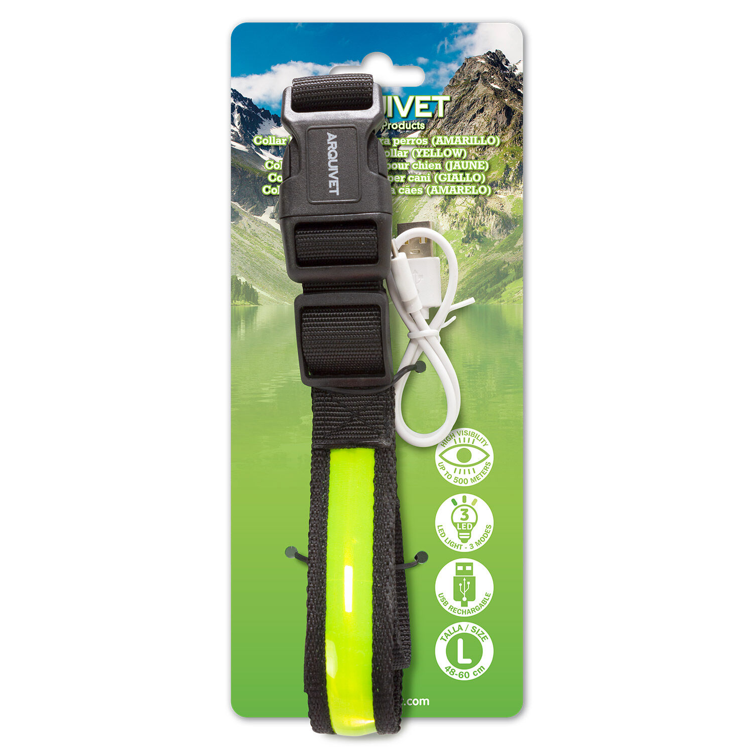 Collar Luminoso LED Amarillo - talla S 28-40cm/2,5cm, , large Imagen numero 2