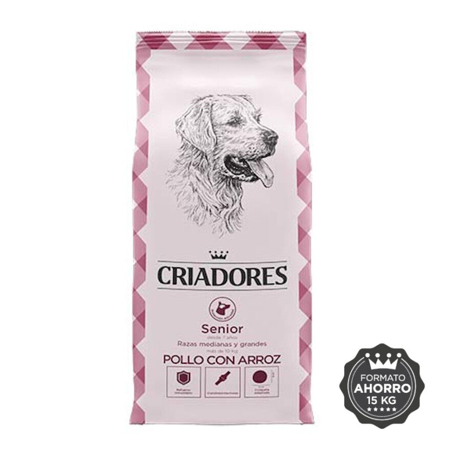 Criadores Senior Pollo y Arroz pienso para perros de razas medianas y grandes thumbnail