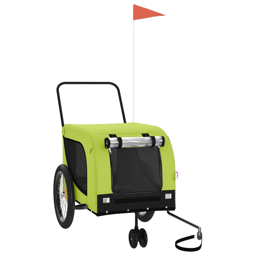 vidaXL Remolque de bicicleta mascotas hierro tela Oxford verde negro, , large Imagen numero 10