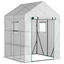 Outsunny Invernadero de Jardín 143x143x195 cm Vivero Casero de Acero con 4 Estantes Puerta y 2 Ventanas Enrollables para Cultivos Plantas Macetas Flores Patio Exterior Blanco, , large indicador imagen numero 1