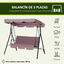 Outsunny Columpio de Jardín de 3 Plazas Silla Balancín con Parasol Techo Ajustable en Ángulo Impermeable para Exterior Terraza Balcón Carga Máx. 200 kg Acero 172x110x153 cm Marrón, , large indicador imagen numero 4