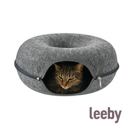 Leeby Cama T&uacute;nel Fieltro Gris para gatos