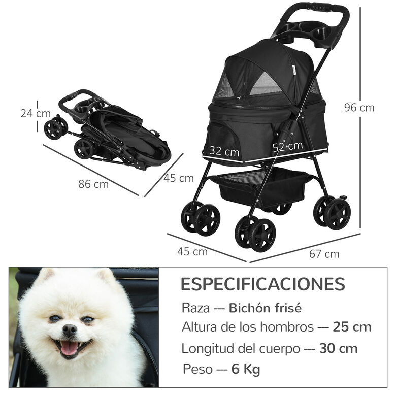 PawHut Cochecito para Perros Negro thumbnail