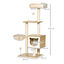 PawHut Árbol Rascador para Gatos con Plataforma Altura 126 cm Torre Escalador para Gatos con Hamaca Caseta Cama Postes de Sisal y Bolas para Jugar 48x40x126 cm Beige, , large indicador imagen numero 3