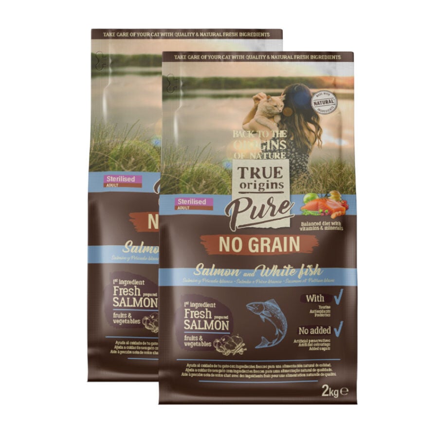 True Origins Pure Adult Sterilised Salmón No Grain pienso para gatos