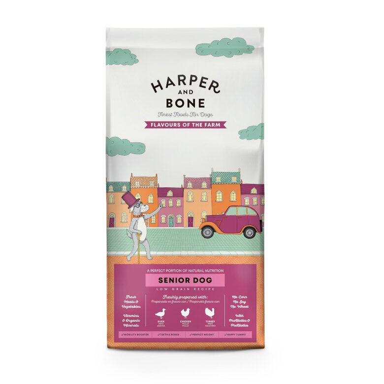 12 kg Harper & Bone Flavours Farm Pienso Pollo y Pavo Senior para perros