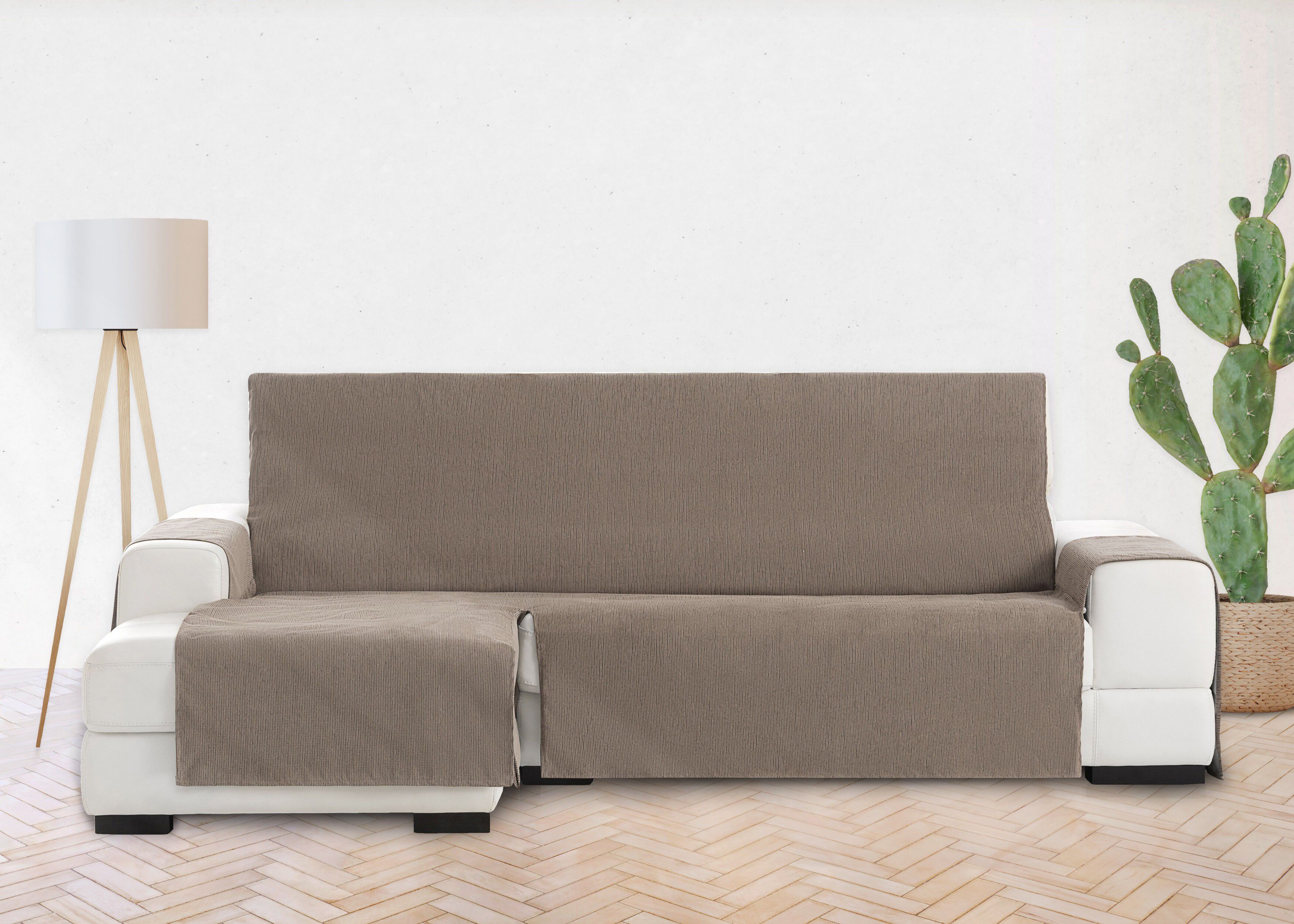 Vipalia Protector Funda Chaise Longue Lisa. Cubresofa Chenilla. Dise&ntilde;o Elite. Color Vison. Chaise Corto Izquierda, , large Imagen numero 3