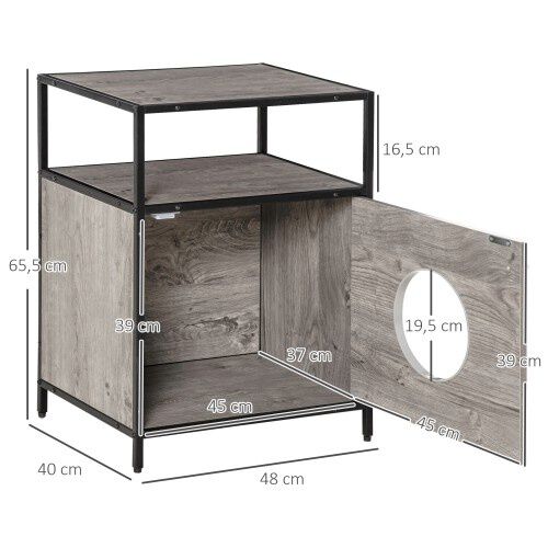 PawHut casa de madera y mesa auxiliar para gatos, , large Imagen numero 3