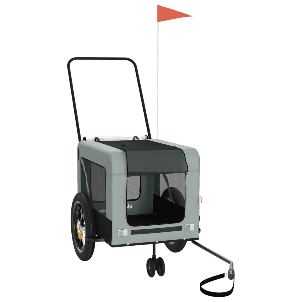 vidaXL Remolque de bicicleta mascotas hierro tela Oxford gris negro, , large Imagen numero 5