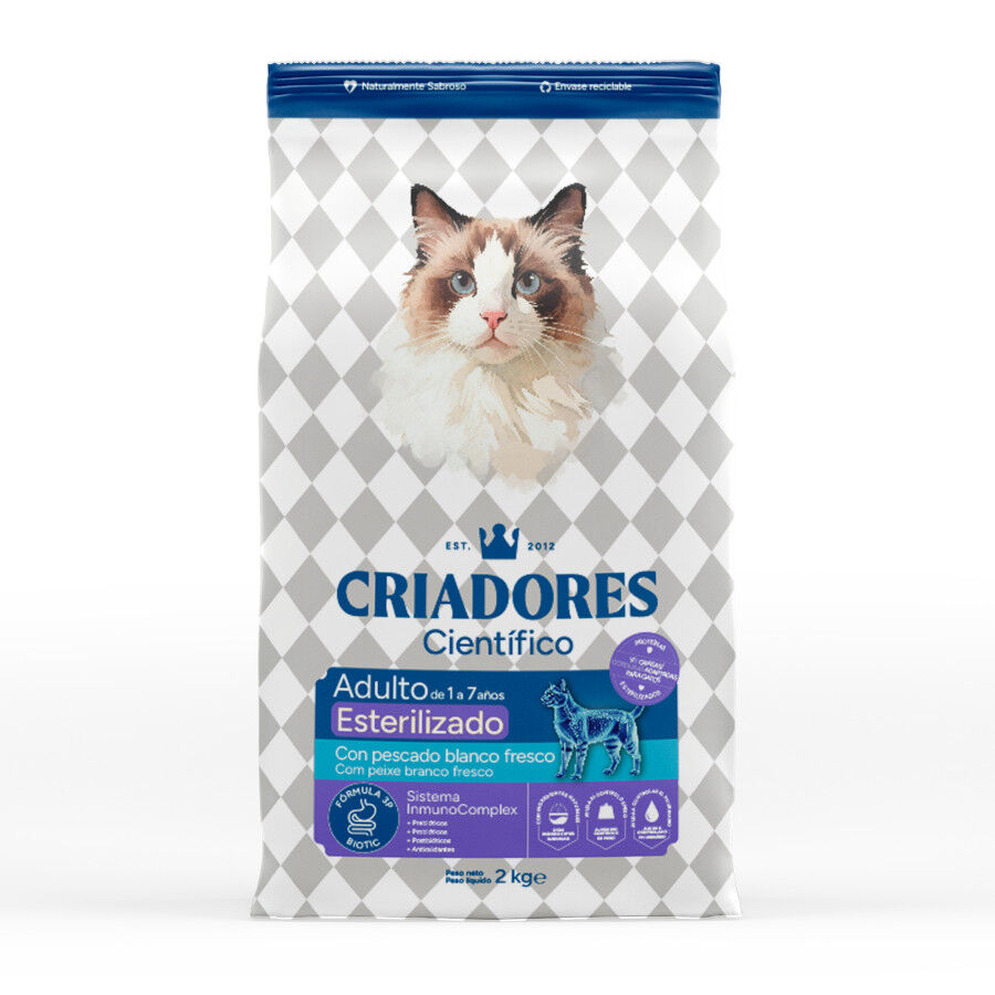 Criadores Cient&iacute;fico Adulto Esterilizado Pescado Blanco pienso para gatos, , large Imagen numero 1