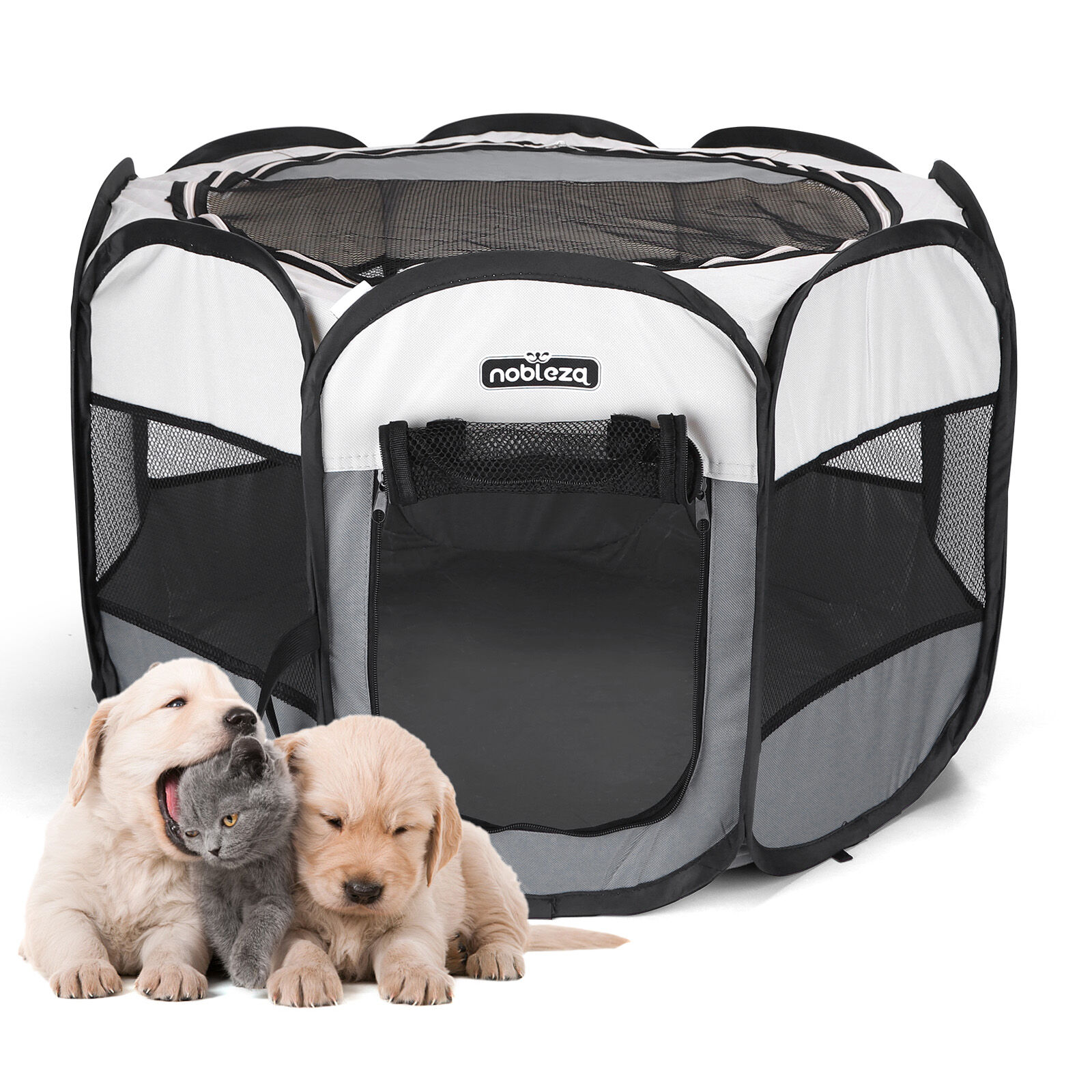 Nobleza - Parque Plegable para Perros, Port&aacute;til Parque para Perros, Impermeable Parque de Juego de Tela Oxford, Jaula Octagonal para Cachorros, Gatos, Perros, Conejos, 92x92x58cm, , large Imagen numero 1