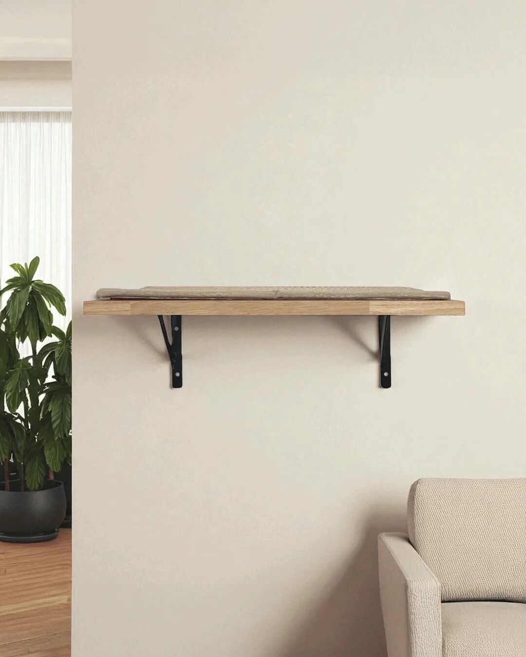 Althea Living - Estanteria para gatos Ancla, madera de caucho y sisal thumbnail