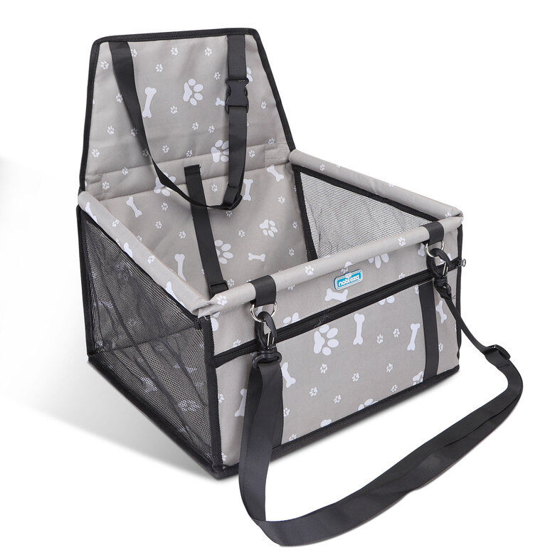 Nobleza - Refuerzo de Coche para Perros, Asiento del Coche de Seguridad para Mascotas Perro Gato Plegable Lavable Viaje Bolsas y Otra Mascota Pequeña con Cremallera Bolsillo, 40 * 34 * 25 cm, Gris