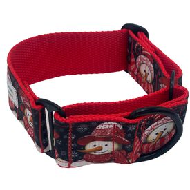 EGV - Collar Martingale Navidad 4 cm ancho, Collar galgo hecho a mano en España (Muñeco de nieve)