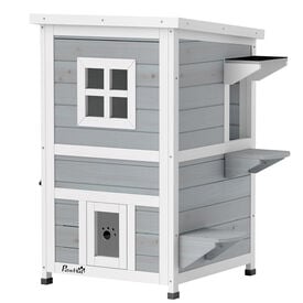 PawHut Caseta para Gato Gris