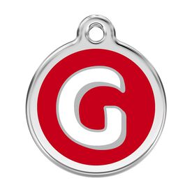 Red Dingo Placa identificativa Acero Inoxidable Esmalte Alfabeto Letra G Rojo para perros