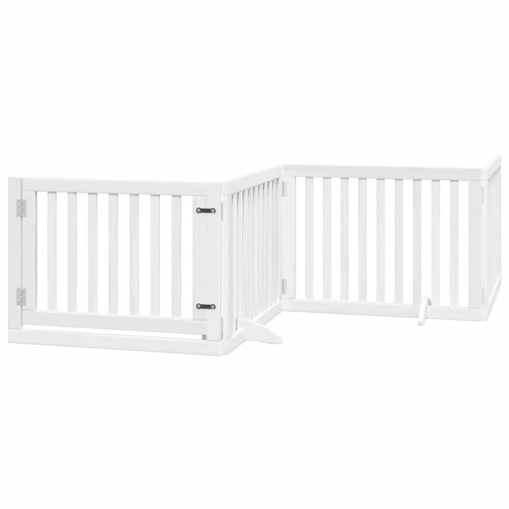 vidaXL Puerta para perros plegable 4 paneles madera &aacute;lamo blanca 320cm, , large Imagen numero 6