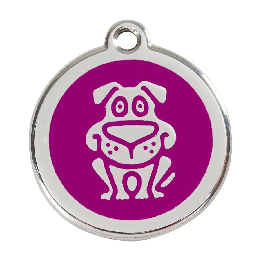 Placa identificativa Acero Inoxidable Esmalte Perro Morado para perros, , large Imagen numero 1