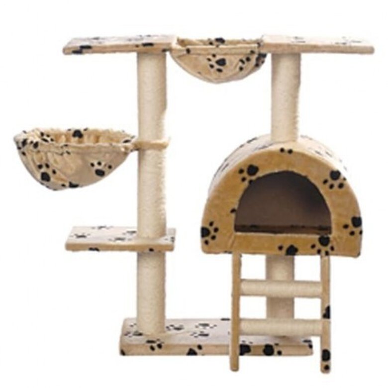 Torre rascador para gatos color Beige huellas, , large image number null
