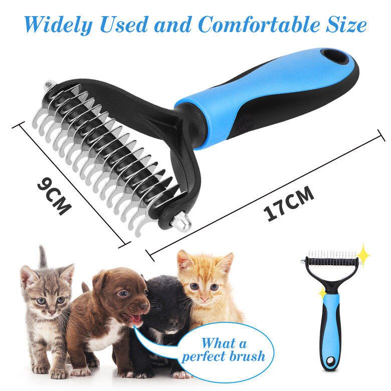 Peines Rastrillo Para Perros Y Gatos - 2 Piezas, Acero Inoxidable, Mango Antideslizante, Elimina Subpelo