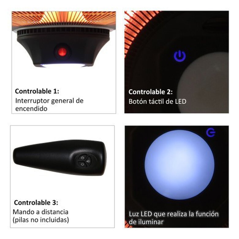 Estufa colgante Outsunny para techo con control remoto color Negro, , large image number null