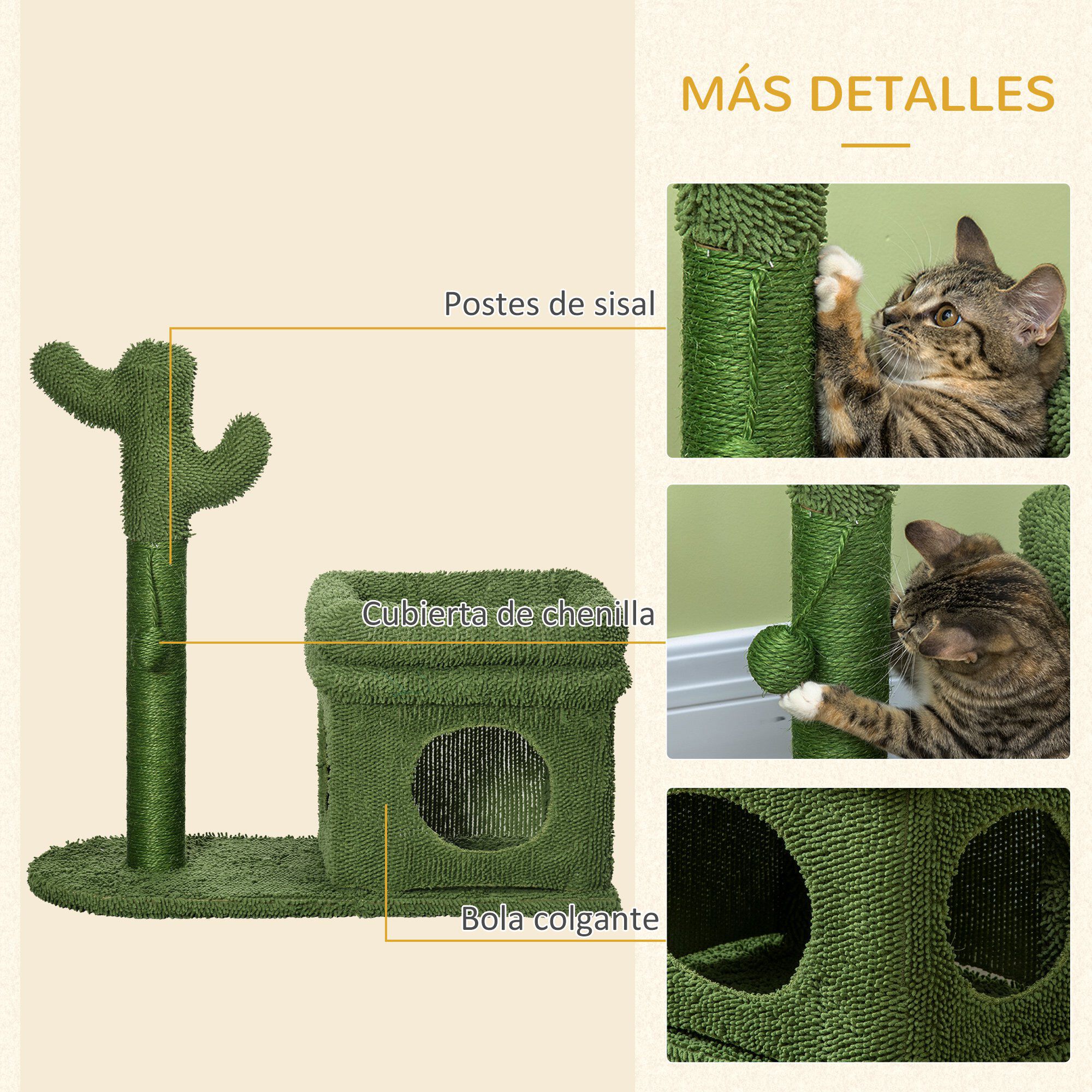 PawHut &Aacute;rbol Rascador para Gatos Dise&ntilde;o de Cactus, , large Imagen numero 5