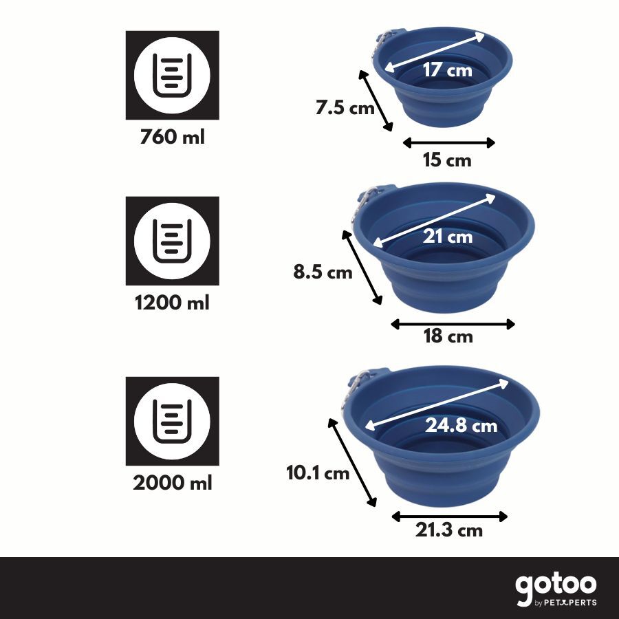 Gotoo Comedero Plegable y Port&aacute;til de Silicona Azul para perros y gatos, , large Imagen numero 4