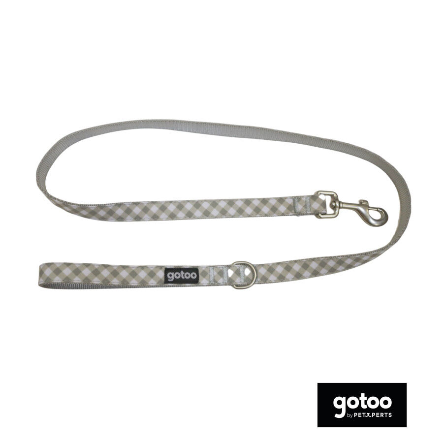 Gotoo Correa estampada cuadro vichy gris para perros, , large Imagen numero 2