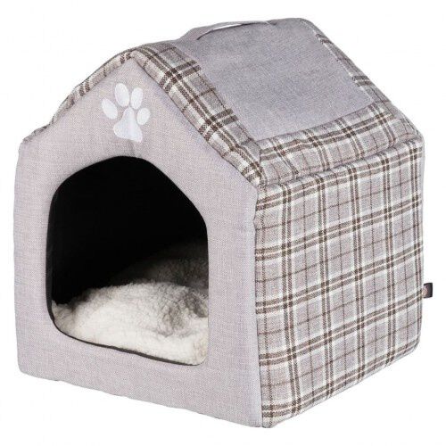 Cama con forma de caseta para mascotas color Gris
